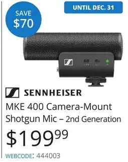 Vistek MKE 400 Camera-Mount Shotgun Mic offer