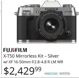 Vistek FUJIFILM X-T50 Mirrorless Kit – Silver w/ XF 16-50mm f/2.8-4.8 R LM WR offer