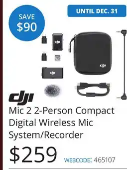 Vistek Mic 2 2-Person Compact Digital Wireless Mic System/Recorder offer