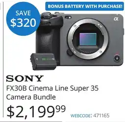 Vistek SONY FX30B Cinema Line Super 35 Camera Bundle offer