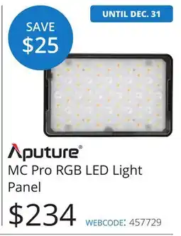Vistek Aputure MC Pro RGB LED Light Panel offer