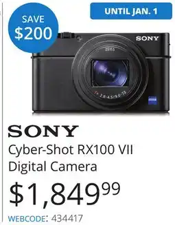 Vistek SONY Cyber-Shot RX100 VII Digital Camera offer