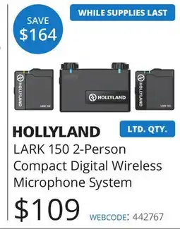 Vistek HOLLYLAND LARK 150 2-Person Compact Digital Wireless Microphone System offer