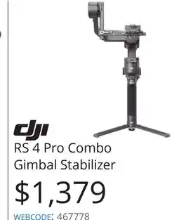 Vistek DJI RS 4 Pro Combo Gimbal Stabilizer offer