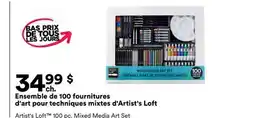 Michaels Ensemble de 100 fournitures d'art pour techniques mixtes d'Artist's Loft offer