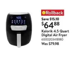 Walmart Kalorik 4.5 Quart Digital Air Fryer offer