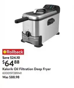 Walmart Kalorik Oil Filtration Deep Fryer offer