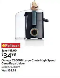Walmart Omega C2000B Large Chute High Speed Centrifugal Juicer offer