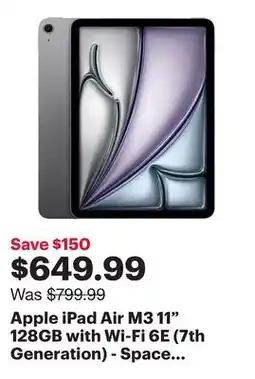 Best Buy Apple iPad Air M3 11 128GB with Wi-Fi 6E (7th Generation) - Space Grey offer