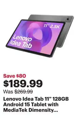 Best Buy Lenovo Idea Tab 11 128GB Android 15 Tablet with MediaTek Dimensity 6300 8-Core Processor - Luna Grey offer