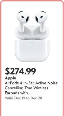 Pharmaprix AirPods 4 In-Ear Active Noise Cancelling True Wireless Earbuds with USB-C Charging Case offer