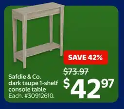 Walmart Safdie & Co. dark taupe 1-shelf console table offer