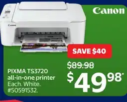 Walmart PIXMA TS3720 all-in-one printer offer