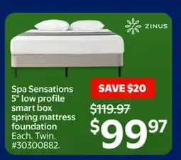 Walmart ZINUS Spa Sensations 5 low profile smart box spring mattress foundation offer