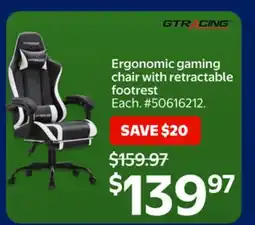 Walmart Ergonomie gaming chair with retractable footrest offer