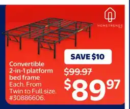 Walmart Convertible 2-in-1 platform bed frame offer