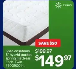 Walmart Spa Sensations 8 hybrid pocket spring mattress offer