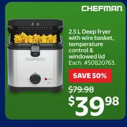 Walmart 2.5 L Deep fryer with wire basket, temperature control & windowed lid offer
