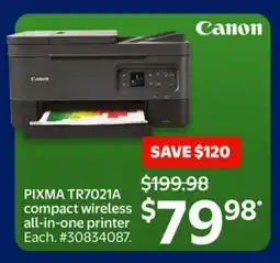 Walmart Canon PIXMA TR7021A compact wireless all-in-one printer offer