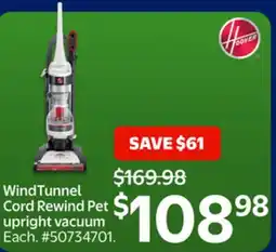 Walmart WindTunnel Cord Rewind Pet upright vacuum offer