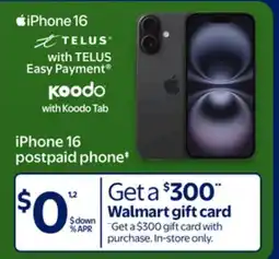 Walmart iPhone 16 postpaid phone offer