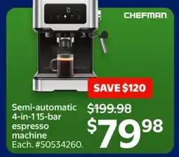 Walmart Semi-Automatic 4-in-115-bar Espresso Machine offer