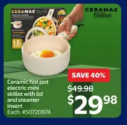 Walmart Ceramic hot pot electric mini skillet with lid and steamer insert offer