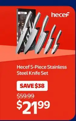 Walmart Hecef 5-Piece Stainless Steel Knife Set offer