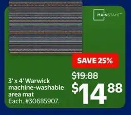 Walmart 3' x 4' Warwick machine-washable area mat offer
