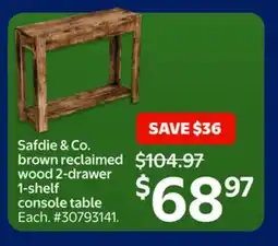 Walmart Safdie & Co. Brown Reclaimed Wood 2-Drawer 1-shelf Console Table offer
