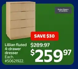 Walmart Lillian fluted 4-drawer dresser offer