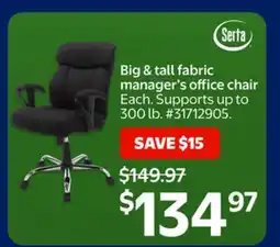 Walmart Big & tall fabric manager's office chair offer