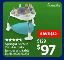 Walmart Ingenuity Spring & Sprout 2-in-1 activity jumper and table offer