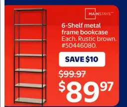 Walmart 6-Shelf metal frame bookcase offer