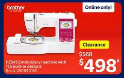Walmart PE545 Embroidery machine with 135 built-in designs offer