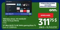 Walmart 55 Mini-QLED TV 4K 144Hz gaming Roku TV offer