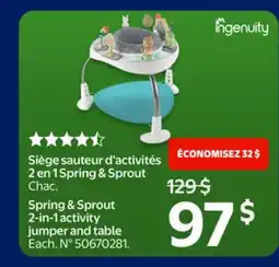Walmart Spring & Sprout 2-in-1 activity jumper and table offer