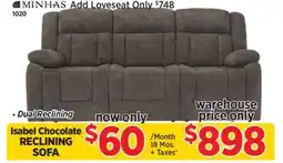 Surplus Furniture Isabel Chocolate Reclining Sofa offer
