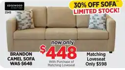 Surplus Furniture Brandon Camel Sofa offer