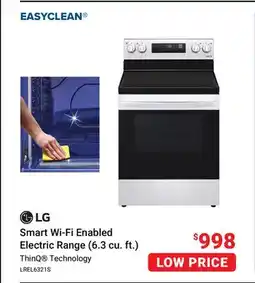 Visions Electronics LG Smart Wi-Fi Enabled Electric Range (6.3 cu. ft.) offer
