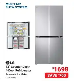 Visions Electronics LG 33 Counter-Depth 4-Door Refrigerator offer