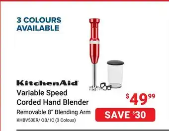 Visions Electronics KitchenAid Variable Speed Corded Hand Blender offer
