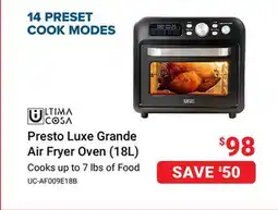 Visions Electronics Ultima Cosa Presto Luxe Grande Air Fryer Oven (18L) offer