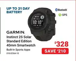 Visions Electronics GARMIN Instinct 2S Solar Standard Edition 40mm Smartwatch offer