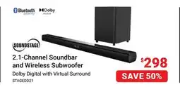 Visions Electronics 2.1-Channel Soundbar and Wireless Subwoofer offer