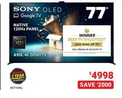 Visions Electronics SONY 77 A95L 4K Smart TV NATIVE 120Hz offer