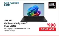 Visions Electronics ASUS Vivobook S 14 Ryzen AI7 OLED Laptop offer