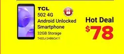 Visions Electronics TCL 502 4G Android Unlocked Smartphone offer