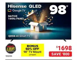 Visions Electronics 98 Hisense QLED NATIVE 144Hz PANEL offer