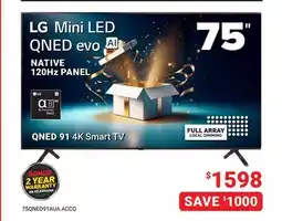 Visions Electronics LG 75 QNED evo NATIVE 120Hz PANEL 8 Mini LED offer
